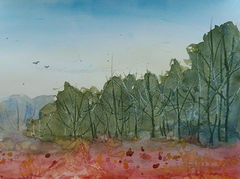 Bos, aquarel, Ans Breetveld