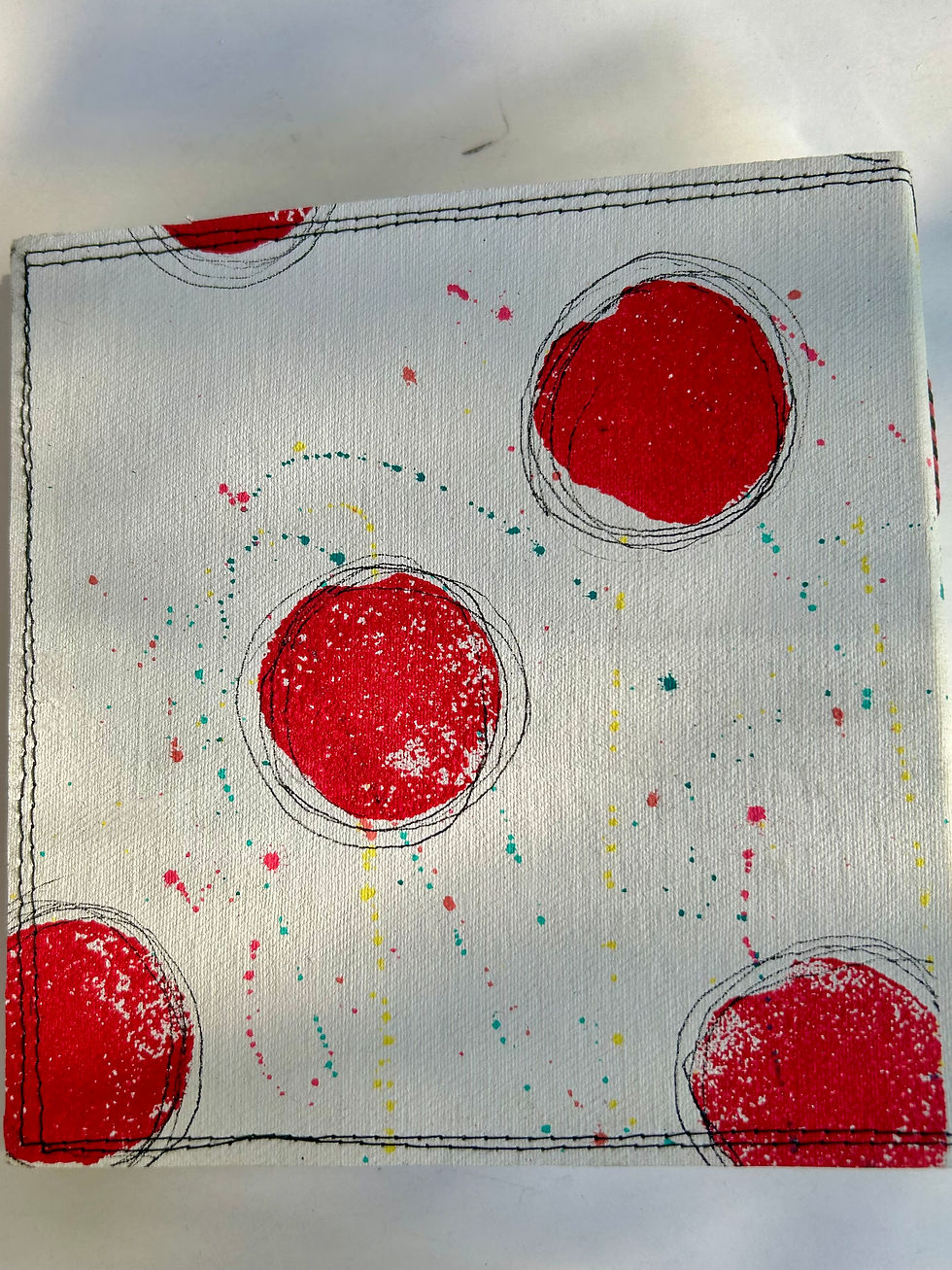 Thumbnail: Handmade Journal with hand painted canvas cover