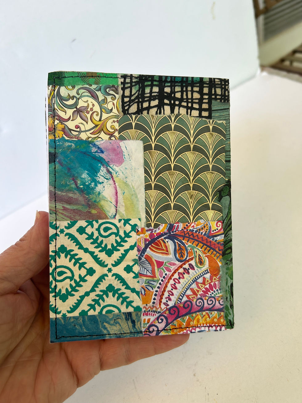 Thumbnail: Handmade Journal with patchwork/collage cover