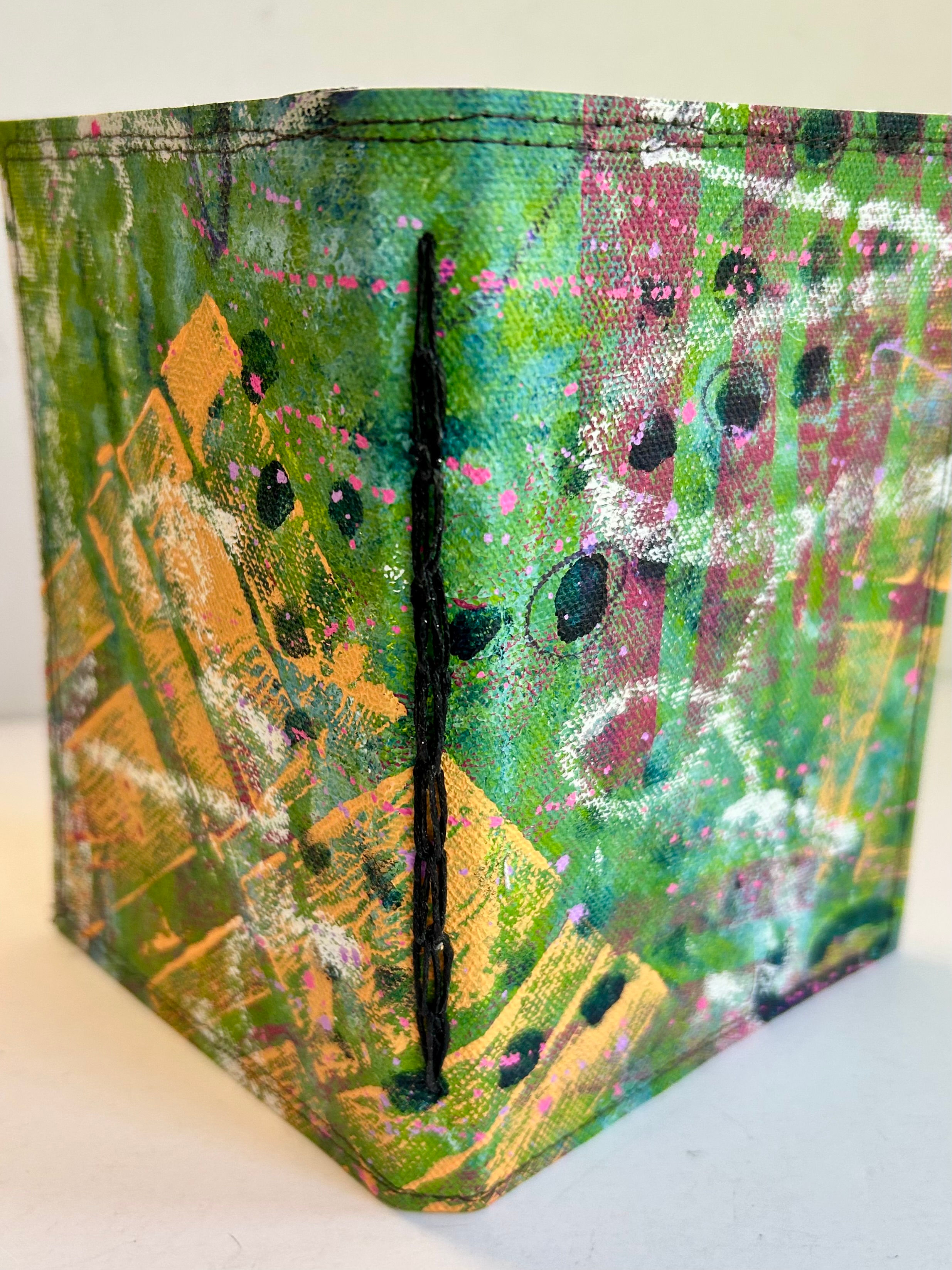 Handmade Journal with hand painted canvas cover