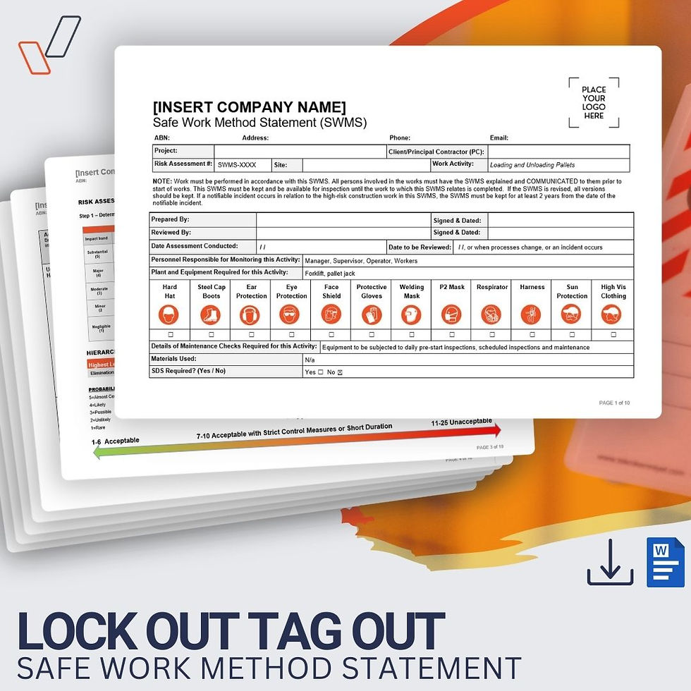 Lock Out Tag Out Safe Work Method Statement - Product Image