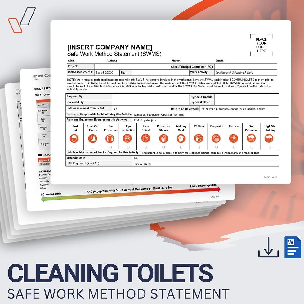 Cleaning Toilets Safe Work Method Statement - Product Image