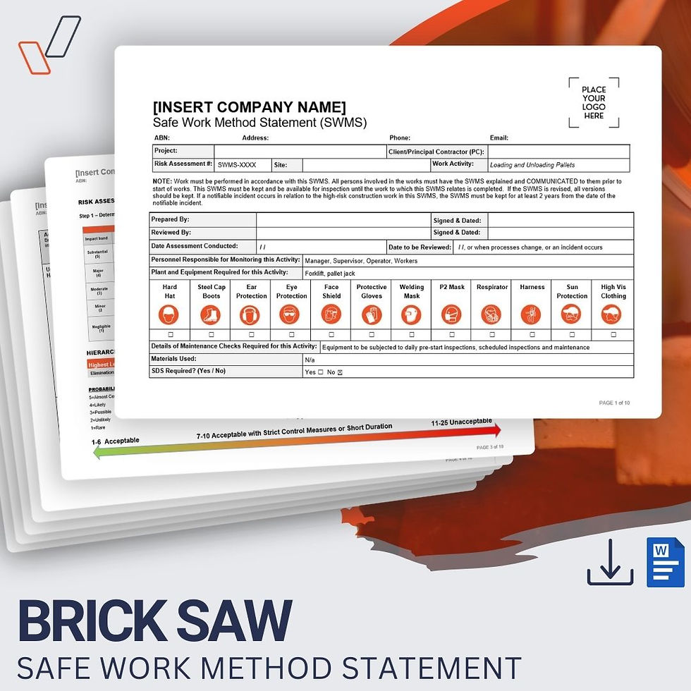 Brick Saw Safe Work Method Statement - Product Image