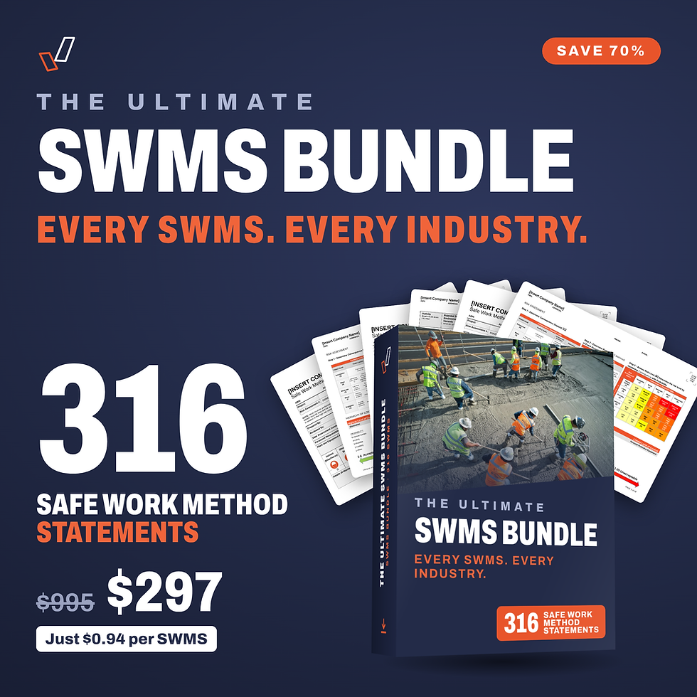 The Ultimate SWMS Bundle cover, editable Word SWMS templates, Everything OHS