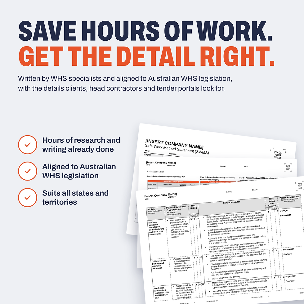 Thumbnail: The Thicknesser and Buzzer Operation SWMS saves time and is aligned to Australian WHS legislation