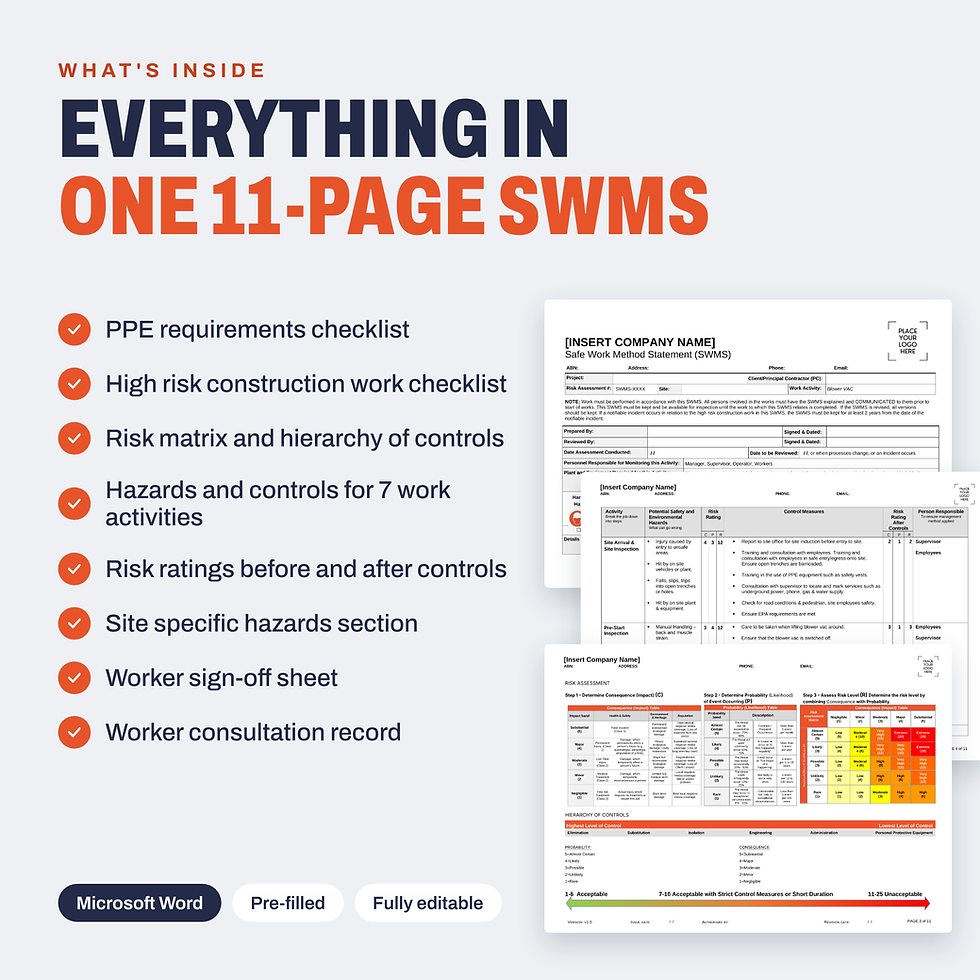Thumbnail: What is included in the Blower Vac SWMS template
