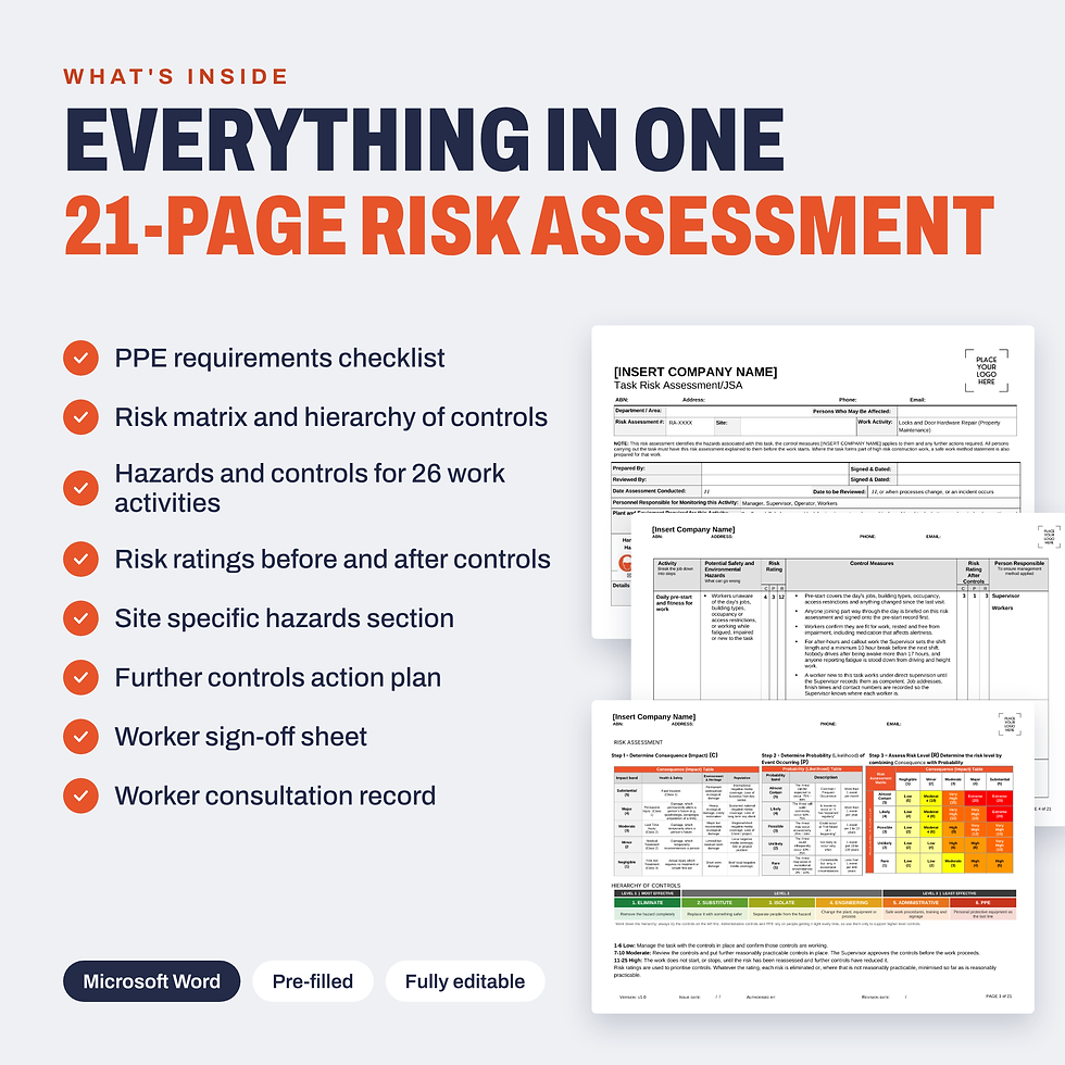 Thumbnail: What's included in the Locks and Door Hardware Repair Risk Assessment/JSA template