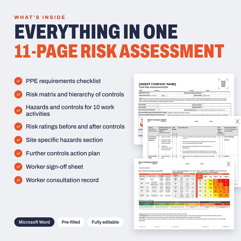 Thumbnail: What's included in the Brake Lathe Risk Assessment/JSA template