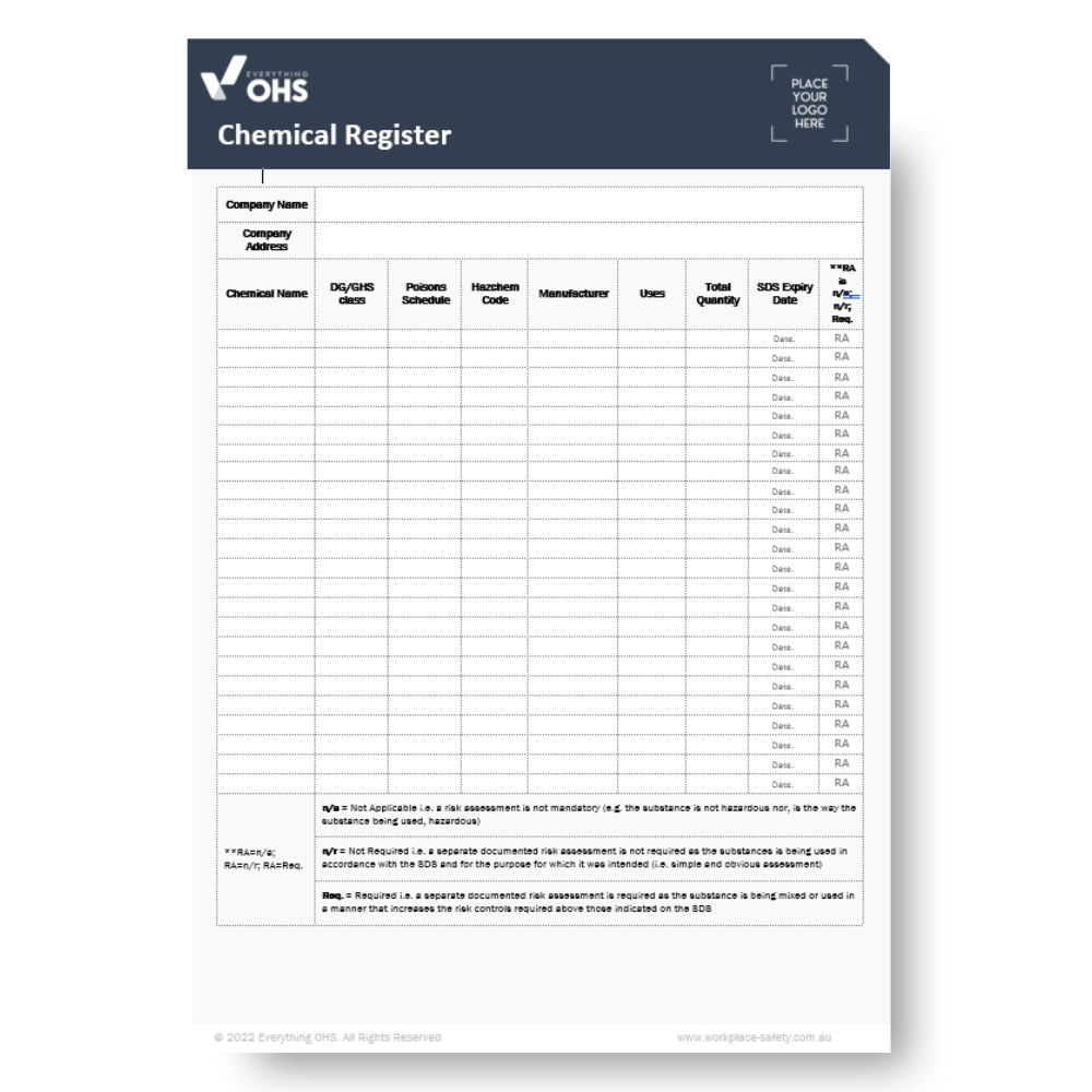 Product image for Chemical Register