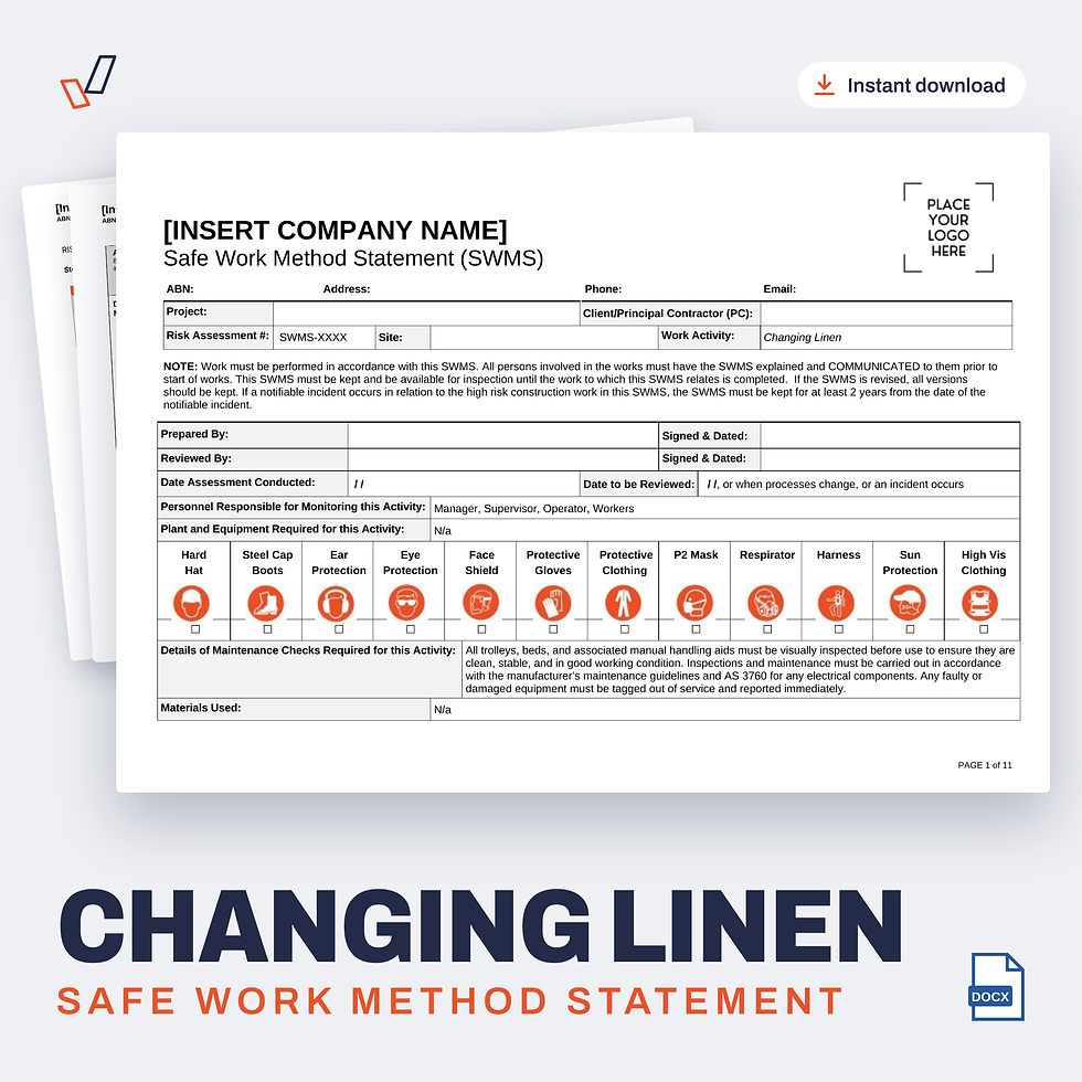 Changing Linen SWMS editable Word template cover, Everything OHS