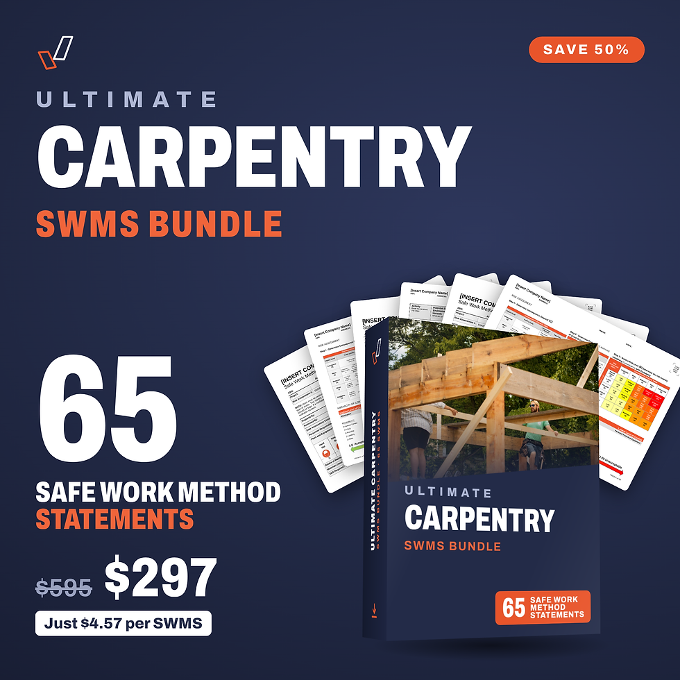 Ultimate Carpentry SWMS Bundle cover, editable Word SWMS templates, Everything OHS