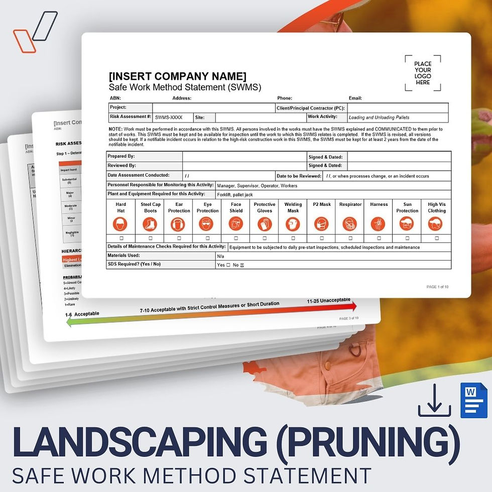 Landscaping Safe Work Method Statement - Product Image
