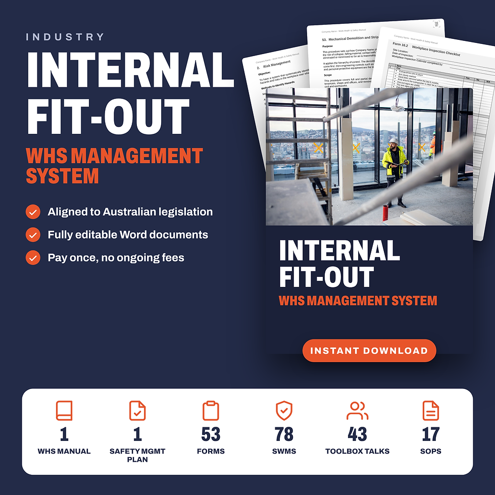 Internal Fit-out WHS Management System cover, WHS and OHS editions, Everything OHS