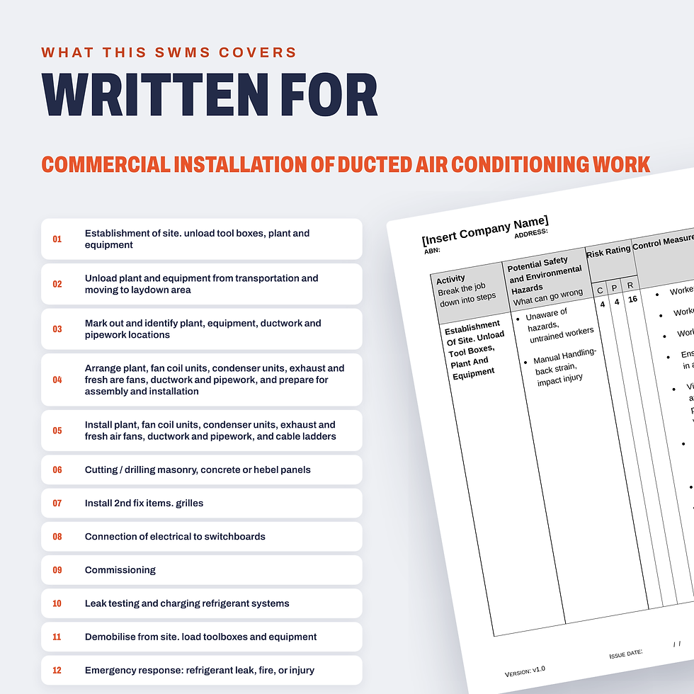 Thumbnail: Work activities covered in the Commercial Installation of Ducted Air Conditioning SWMS