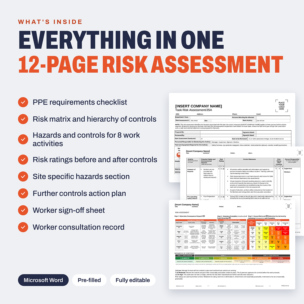 Thumbnail: What's included in the Fuel Risk Assessment/JSA template