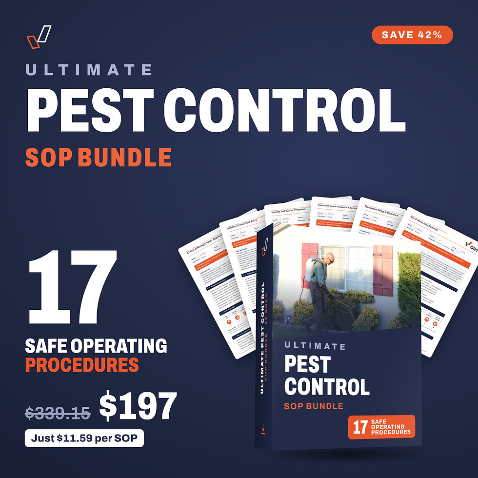 Ultimate Pest Control SOP Bundle cover, editable Word SOP templates, Everything OHS