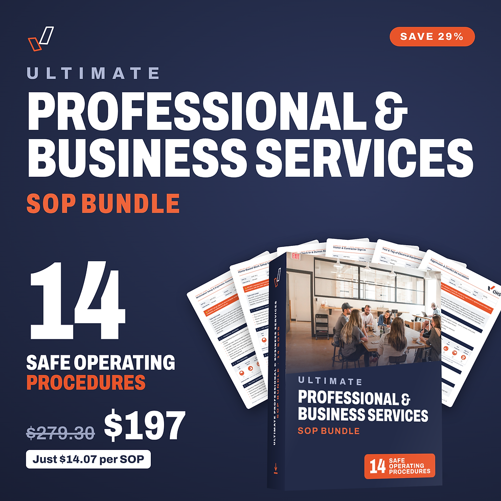 Ultimate Professional & Business Services SOP Bundle cover, editable Word SOP templates, Everything OHS
