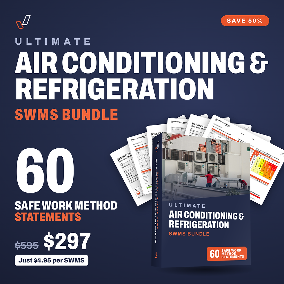 Ultimate Air Conditioning & Refrigeration SWMS Bundle cover, editable Word SWMS templates, Everything OHS