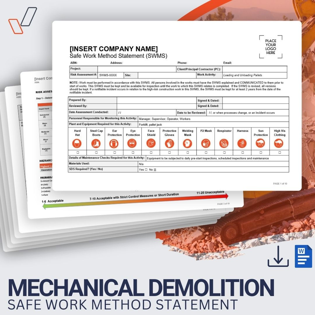 Mechanical Demolition Safe Work Method Statement - Product Image