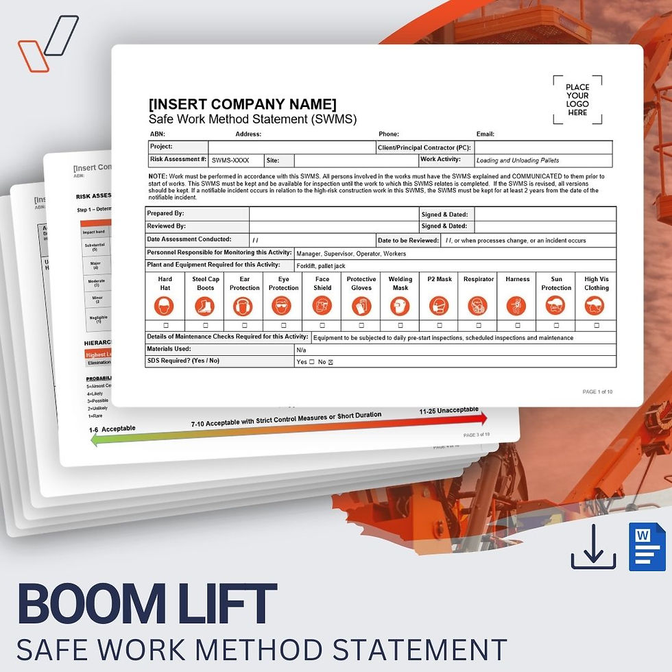 Boom Lift Safe Work Method Statement - Product Image