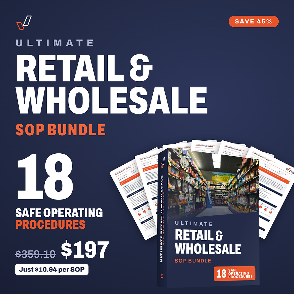Ultimate Retail & Wholesale SOP Bundle cover, editable Word SOP templates, Everything OHS