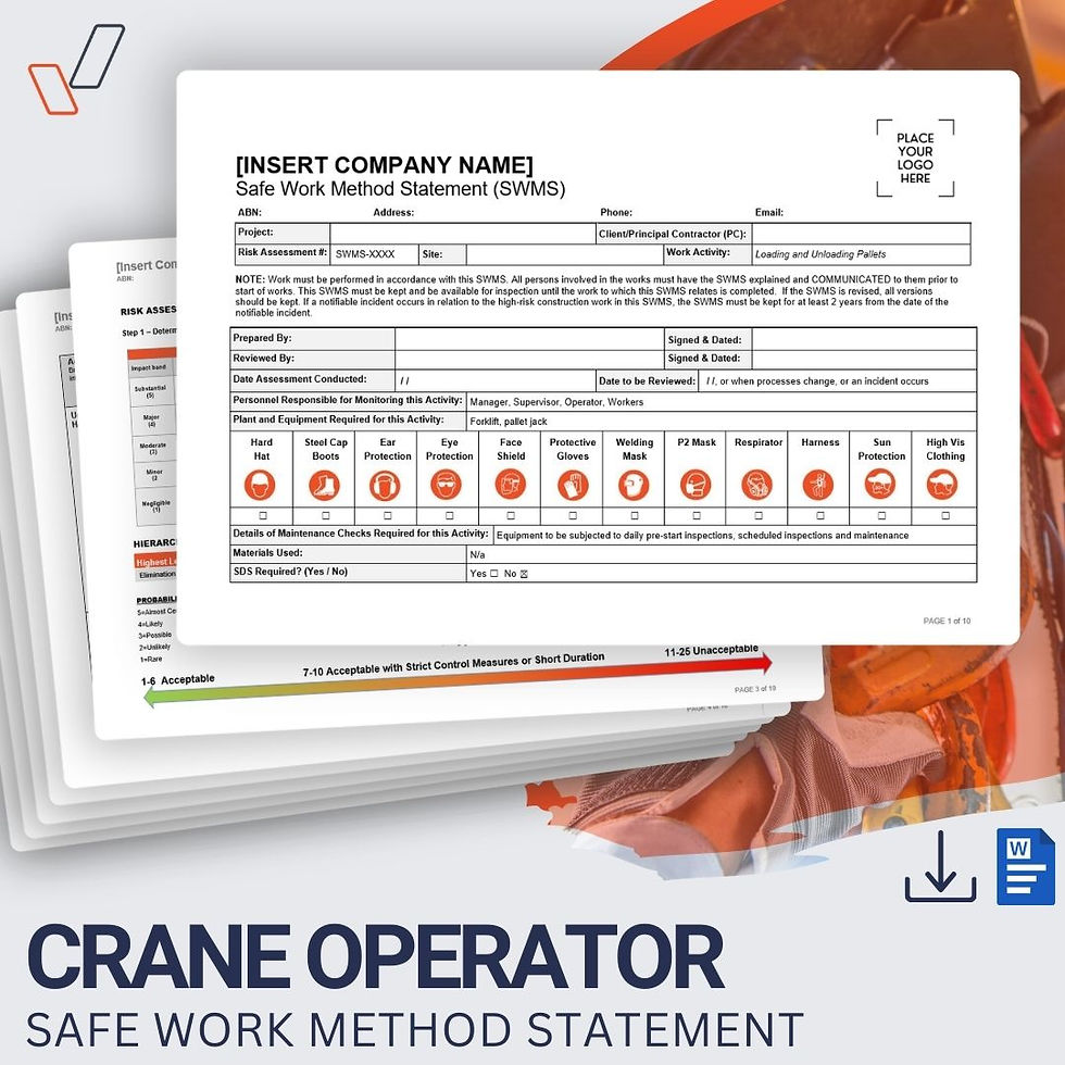 Crane Operator Safe Work Method Statement - Product Image