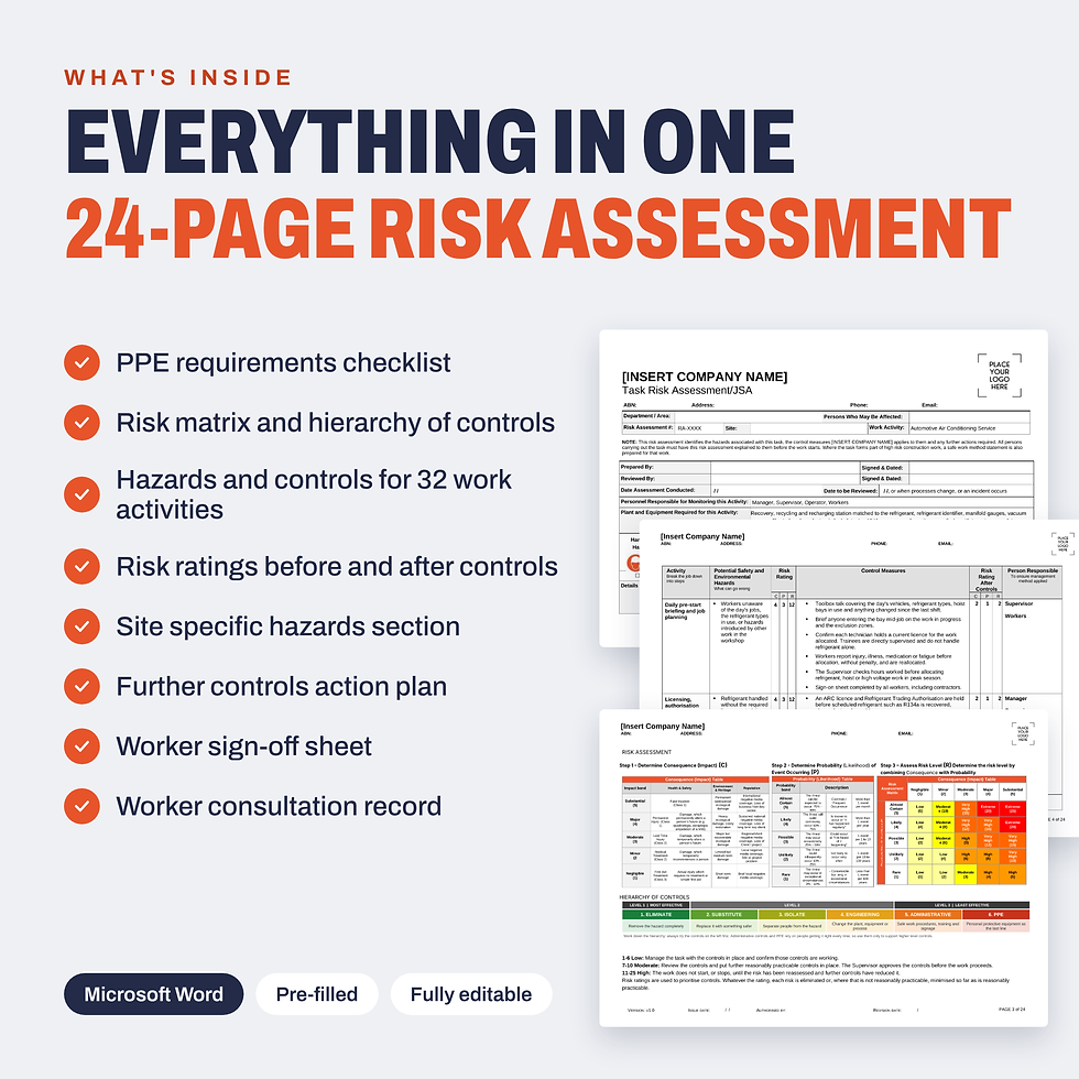 Thumbnail: What's included in the Automotive Air Conditioning Service Risk Assessment/JSA template