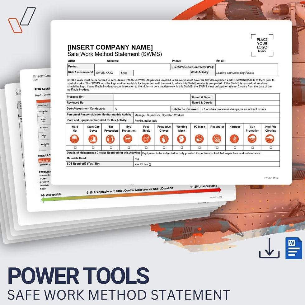 Power Tools Safe Work Method Statement - Product Image