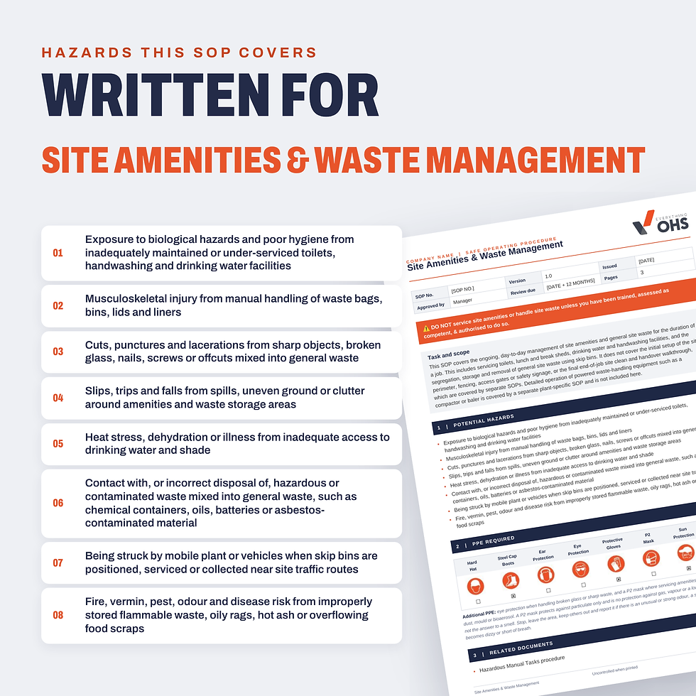 Hazards covered in the Site Amenities & Waste Management SOP