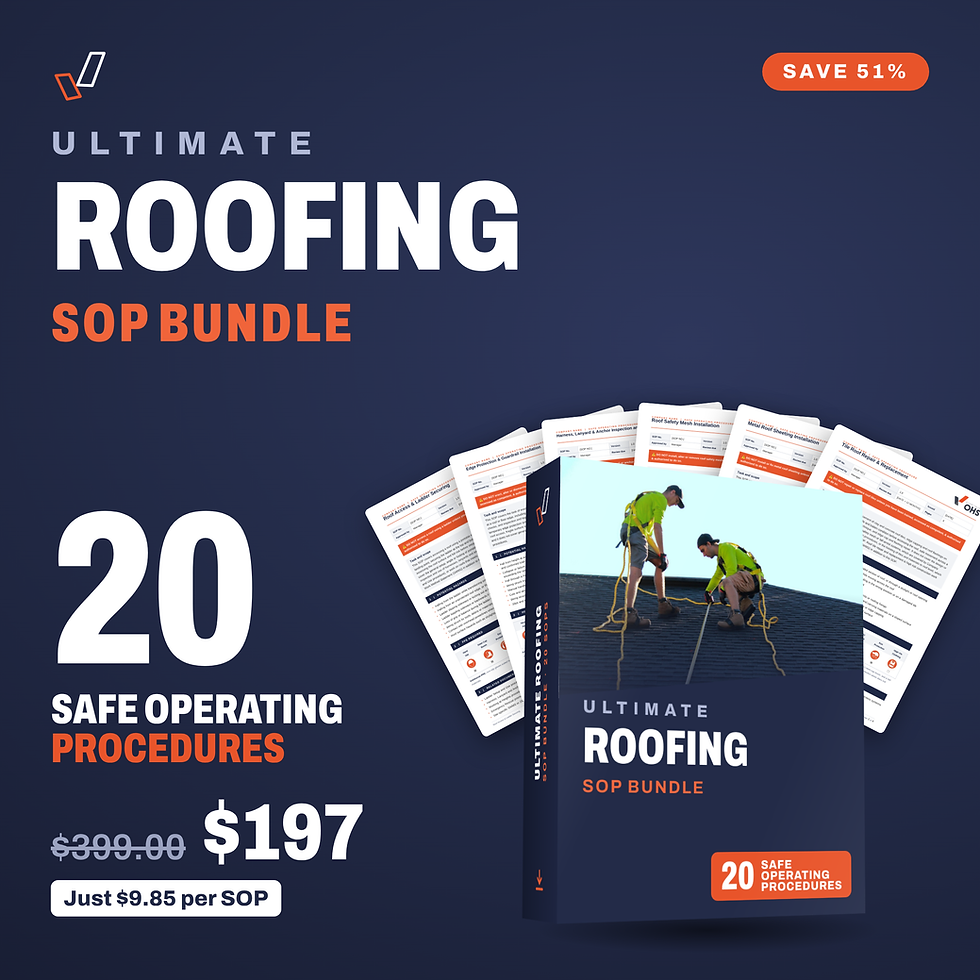 Ultimate Roofing SOP Bundle cover, editable Word SOP templates, Everything OHS