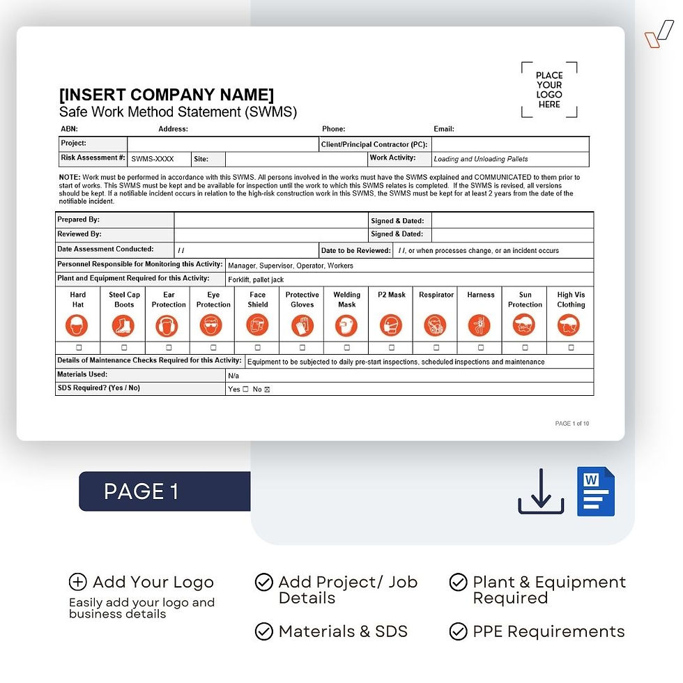 Thumbnail: Security, CCTV & Data Cable Installation Safe Work Method Statement - PPE
