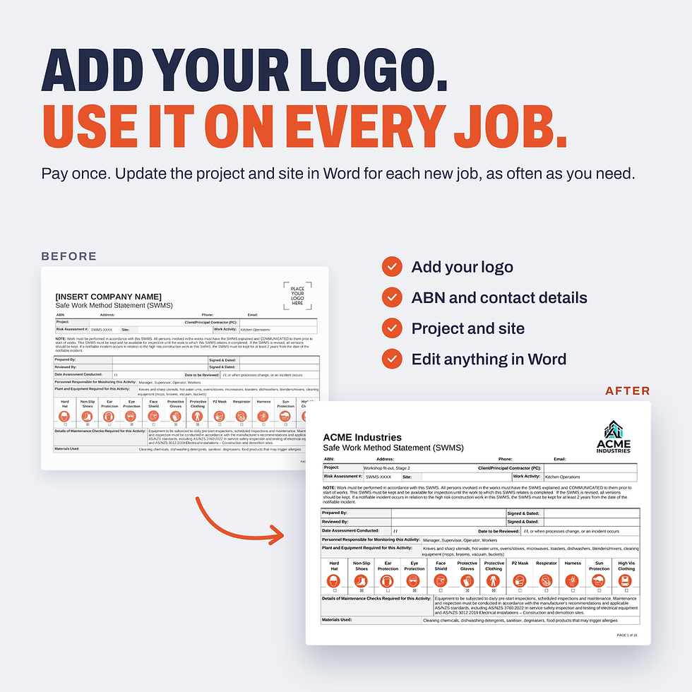 Thumbnail: Add your logo and business details to the Kitchen Operations SWMS