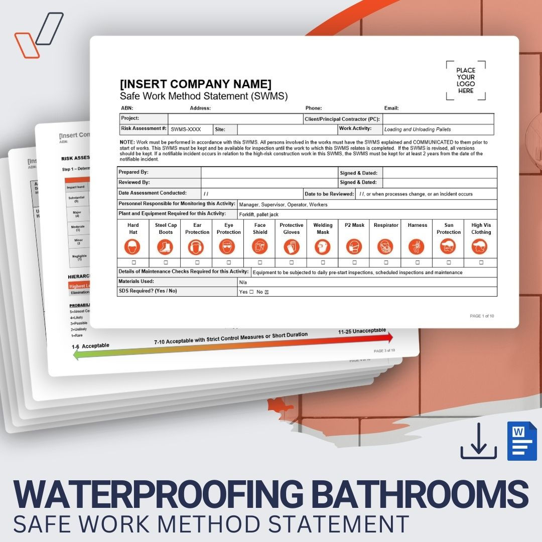 Waterproofing Bathrooms Safe Work Method Statement - Product Image