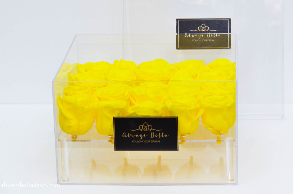Thumbnail: 25 Real preserved Yellow Roses in the acrylic box