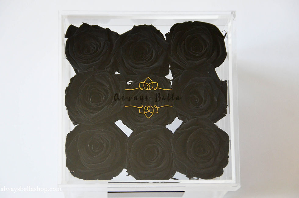 Thumbnail: 9 Real preserved Black Roses in the acrylic box