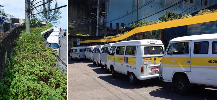 Telhados verdes em paradas de onibus no Vidigal