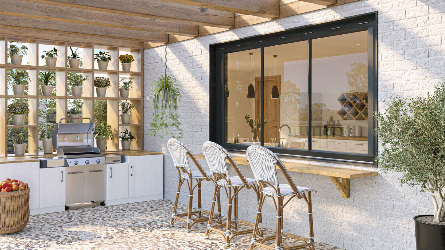 Closed Flex Window Exterior. Flex Gas-Strut Assisted model. Easy open and close. 