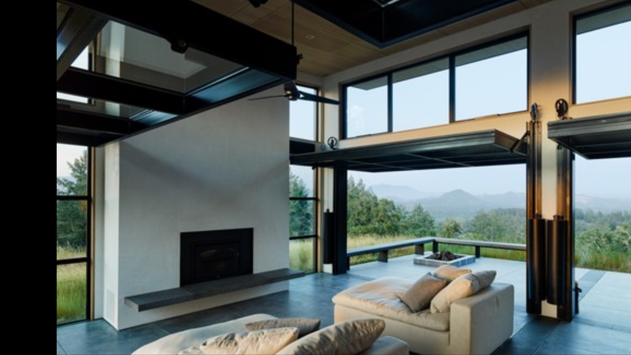 A living room that opens to the outdoors.