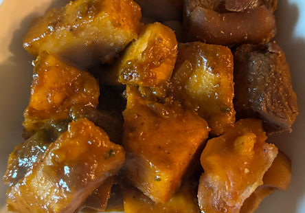 Yam Porridge with Cow Skin & Beef