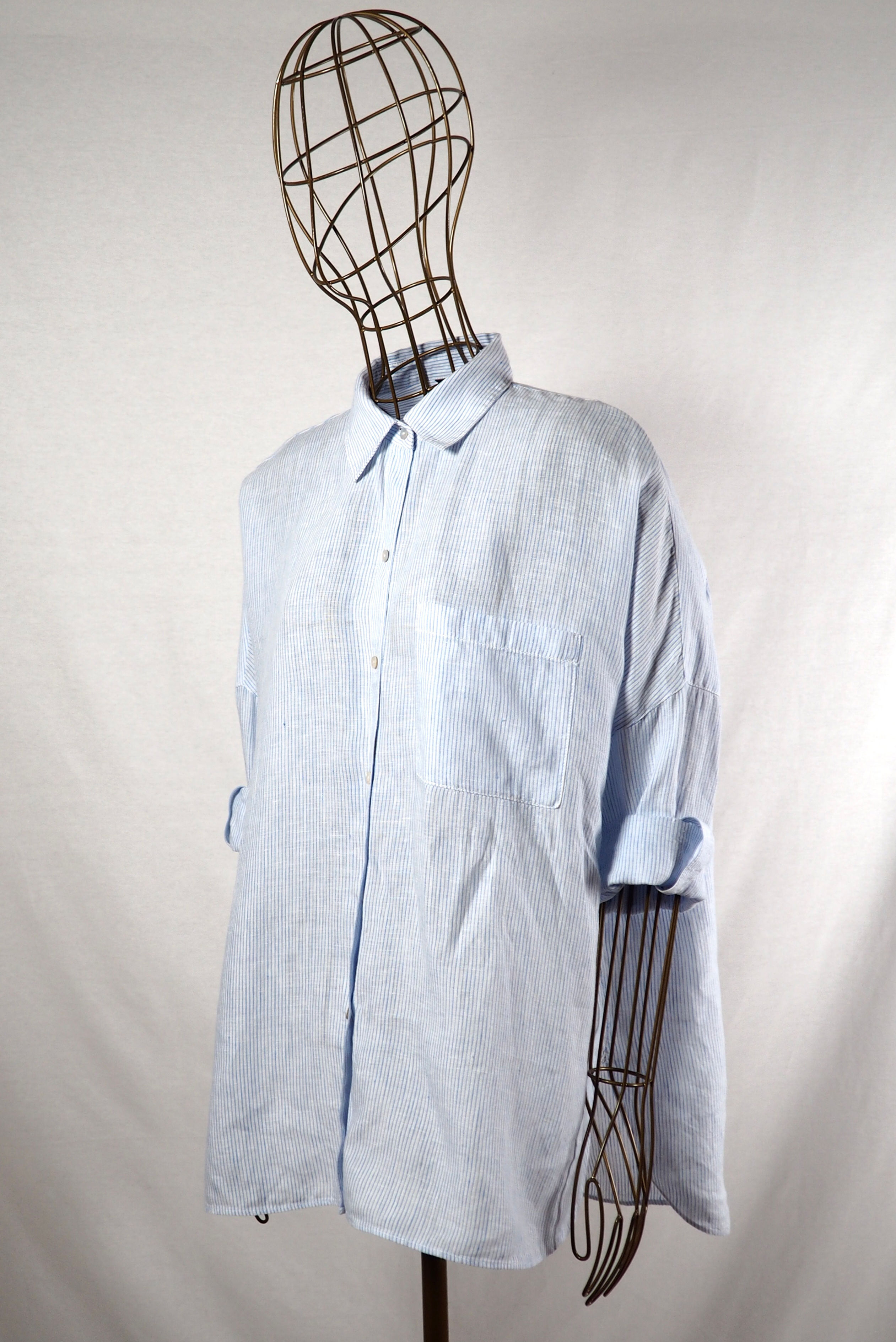 MASSIMO DUTTI Striped Linen Shirt 