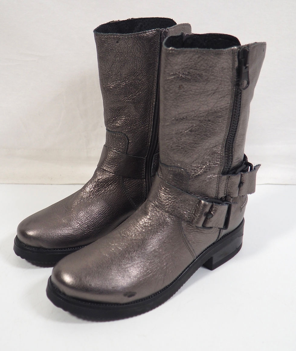 Thumbnail: IMAGE Silver Leather Zip Boots 