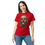 Thumbnail: Store product image showing female modeling front of red "Coach Clown T-shirt" for sale  