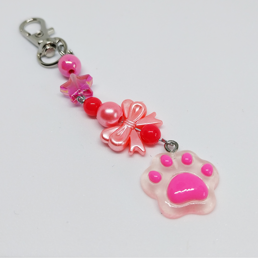 Thumbnail: Paw Charm Keyring – Dark Pink