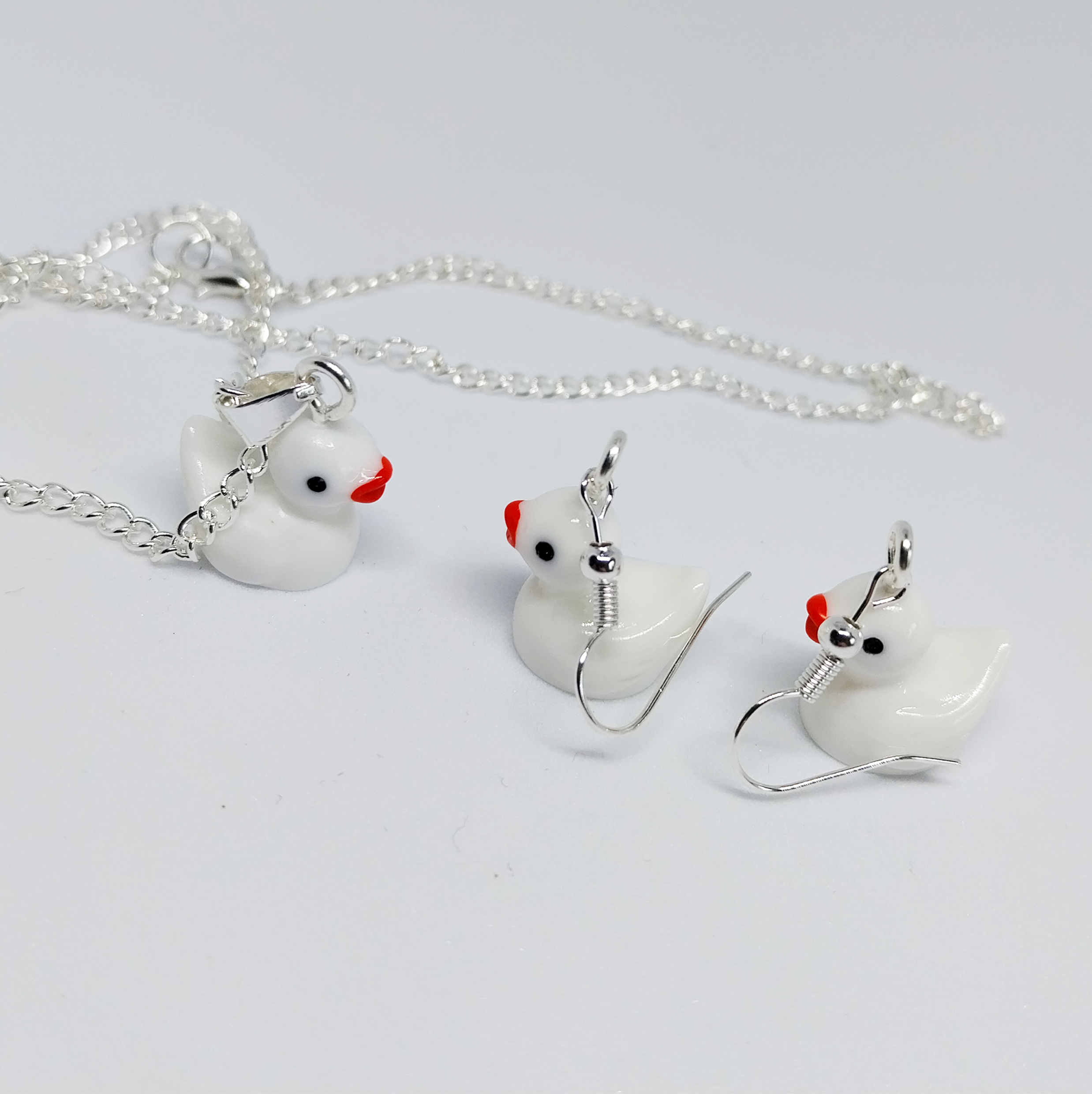 Mini Duck Jewellery Set - White