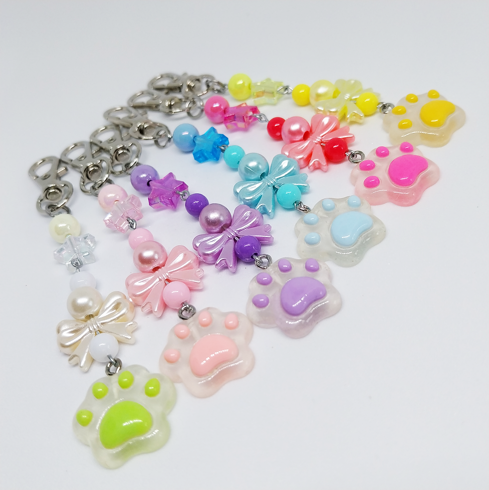 Thumbnail: Paw Charm Keyring – Dark Pink