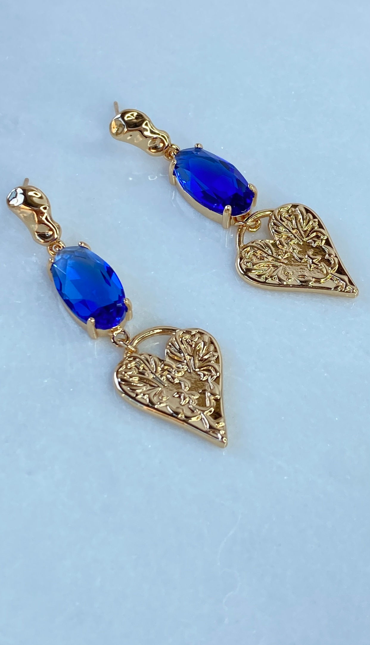 Lola Mikron Altın Kaplama Saks Mavi Taşlı Küpe