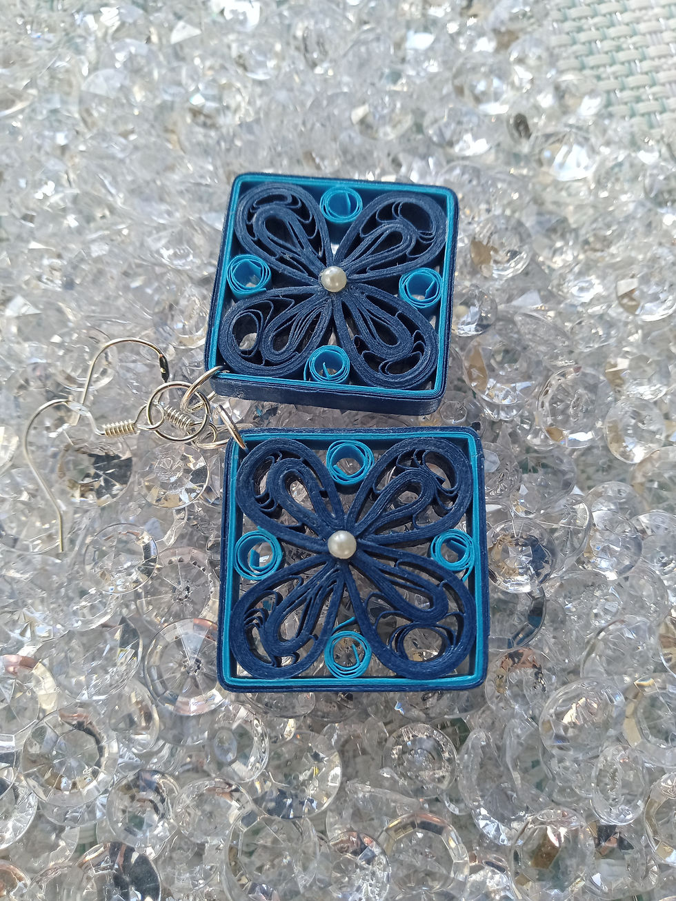 Thumbnail: Dark blue quilled earrings