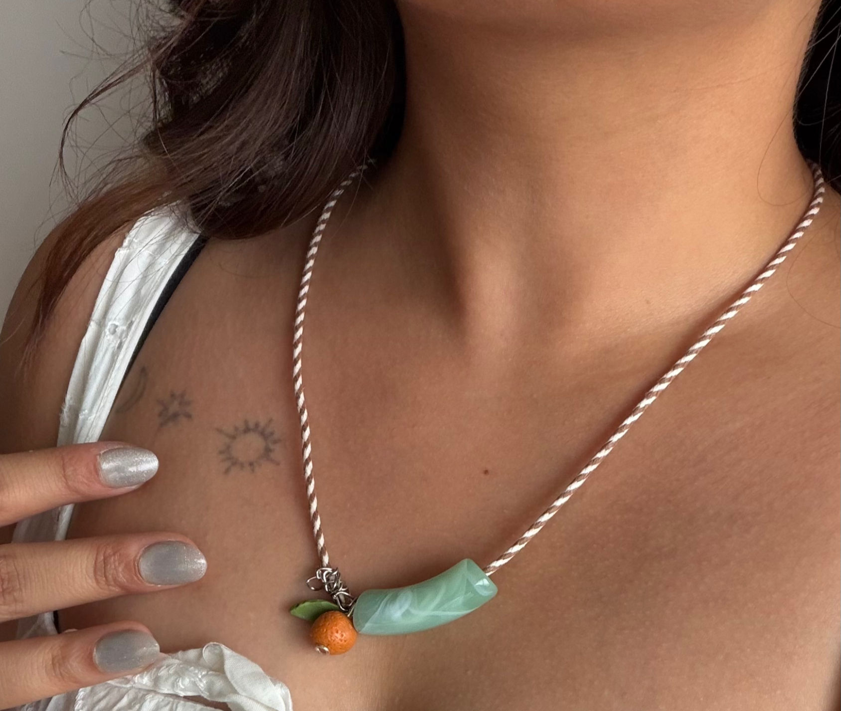 Tangerine twist cord necklace