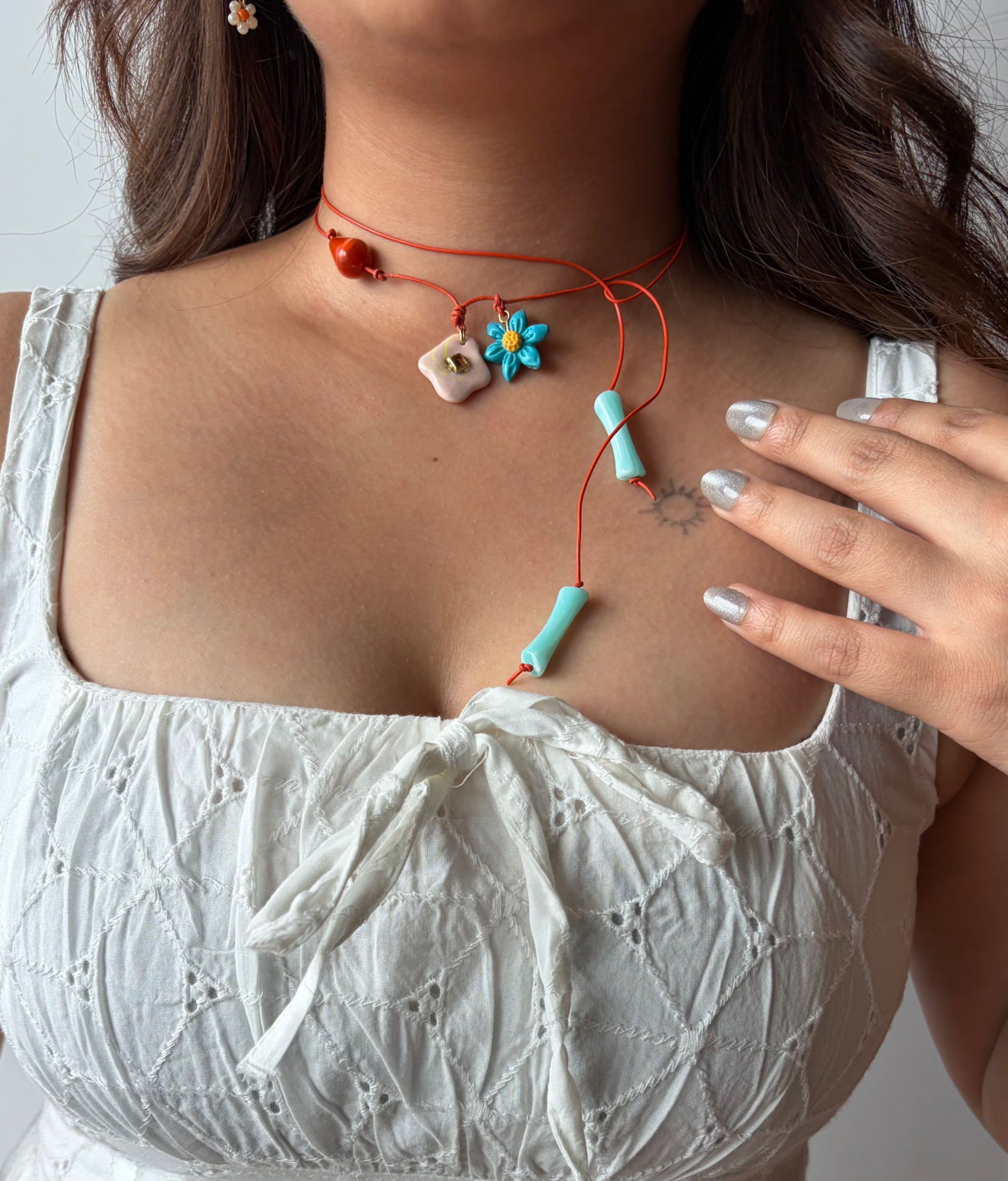 Coral cord necklace