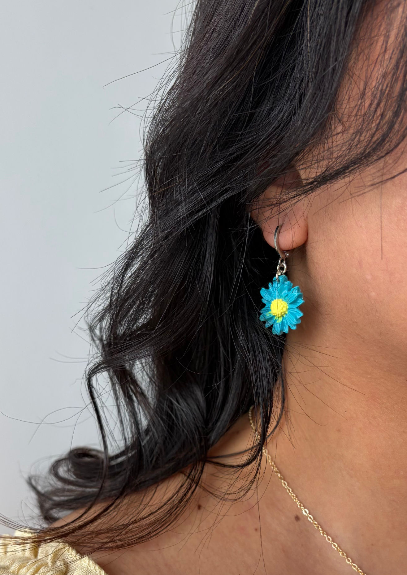 Blue floral earrings
